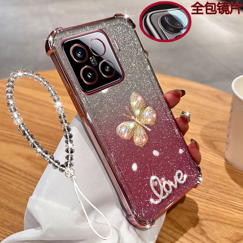 适用小米15手机壳5G一体镜头膜全包边镶钻气囊防摔透明软胶保护套
