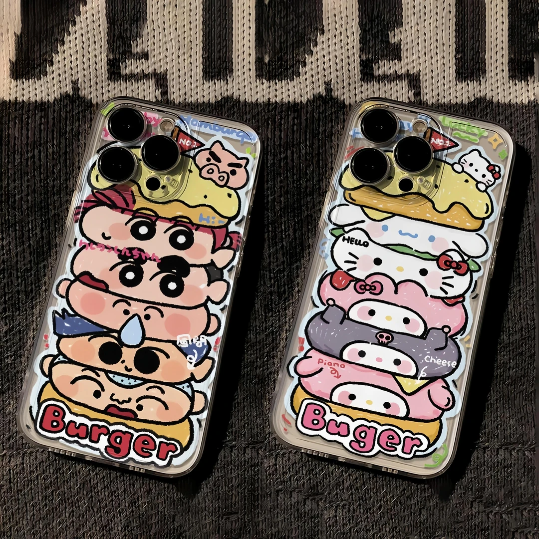 卡通汉堡苹果小米oppovivo华为适用iPhone12/13/14/15手机壳全包