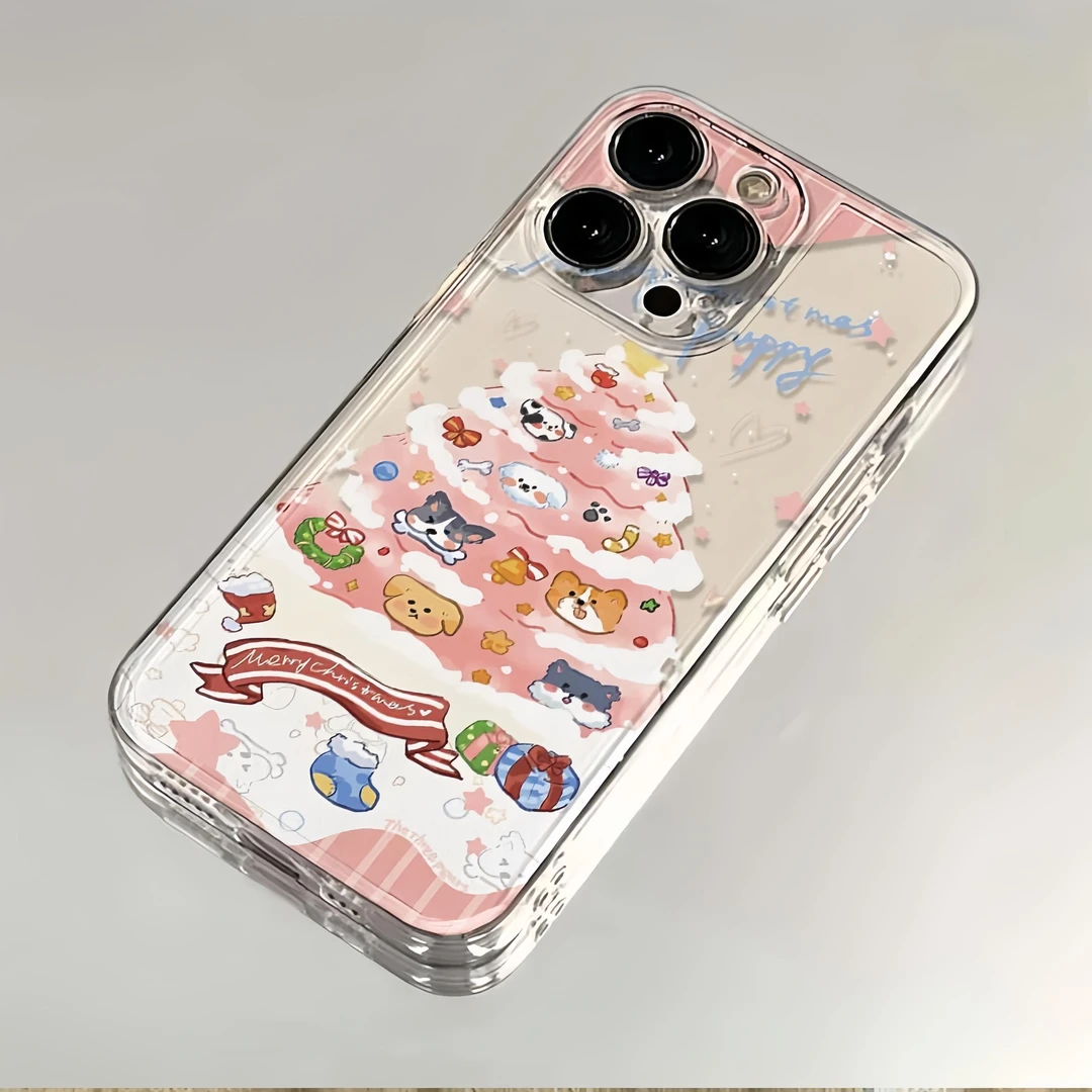 圣诞树小狗适用苹果小米vivooppo华为iPhone12/13/14/15女透明壳
