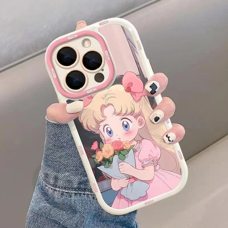 捧花美少女iPhone15苹果11/13手机壳14promax奶油壳xr女xsmax高级