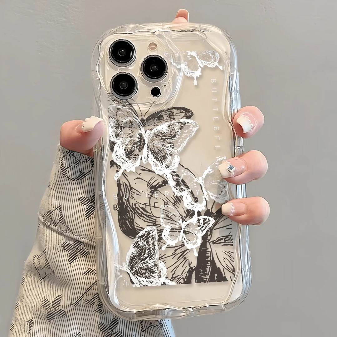 涂鸦蝴蝶iPhone14/13promax苹果12/11手机壳女xs软x透明7/8p小众