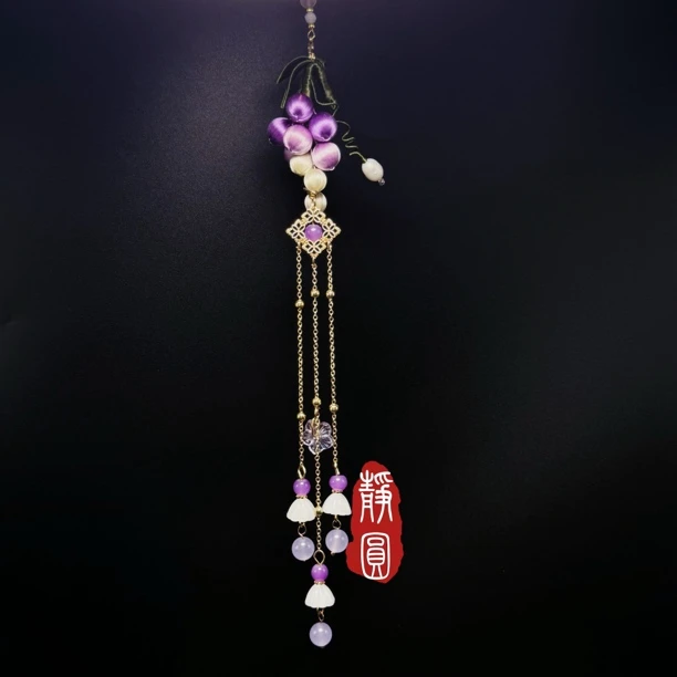 非金属布艺胸针 【紫葡萄压襟】手工缠花 旗袍马面裙佩戴日常简约款