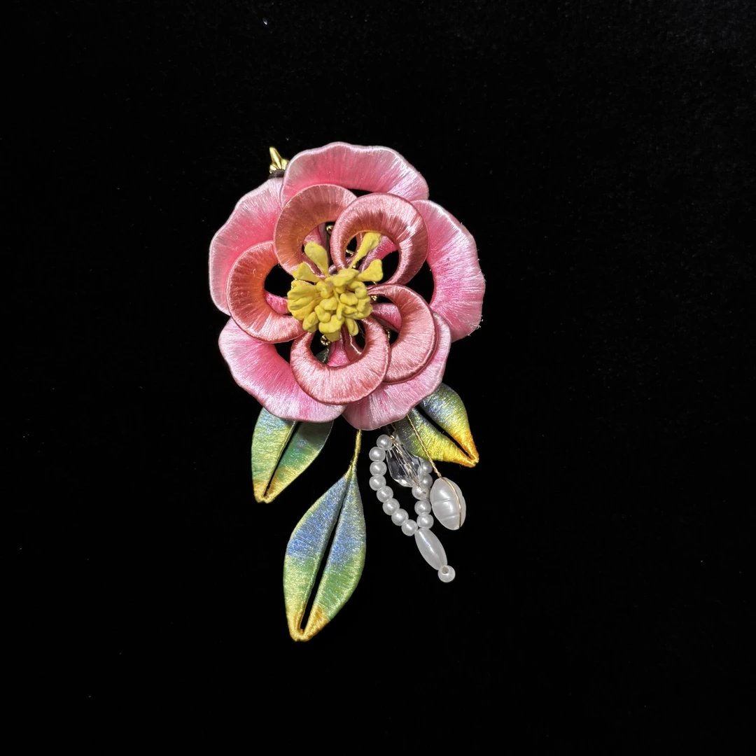 【粉黛】牡丹 非遗手工边夹