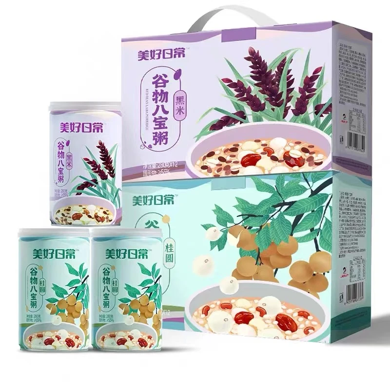 辣妹子美好日常八宝粥黑米谷物桂圆莲子软糯香甜便携280g*12整箱