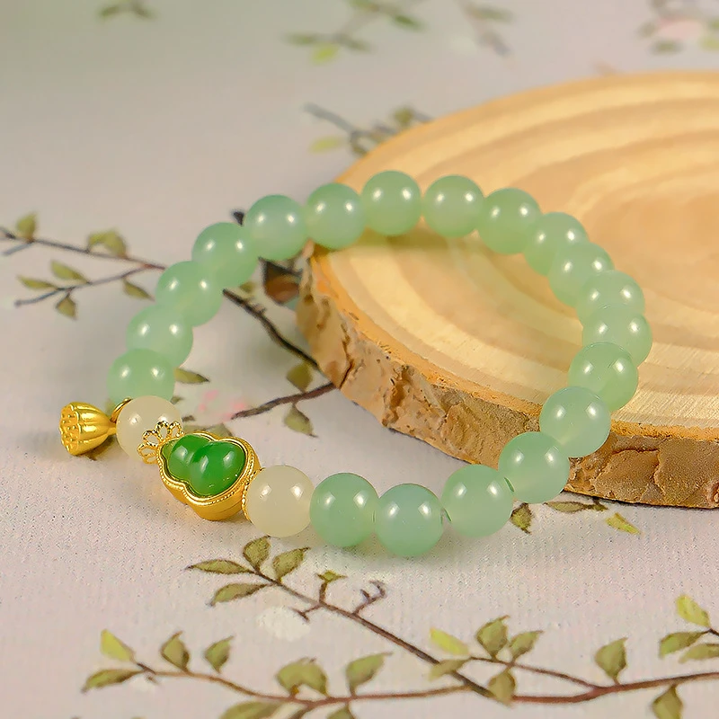 非金属玻璃手链 夏季新品琉璃手链小葫芦清新绿单圈手链-12