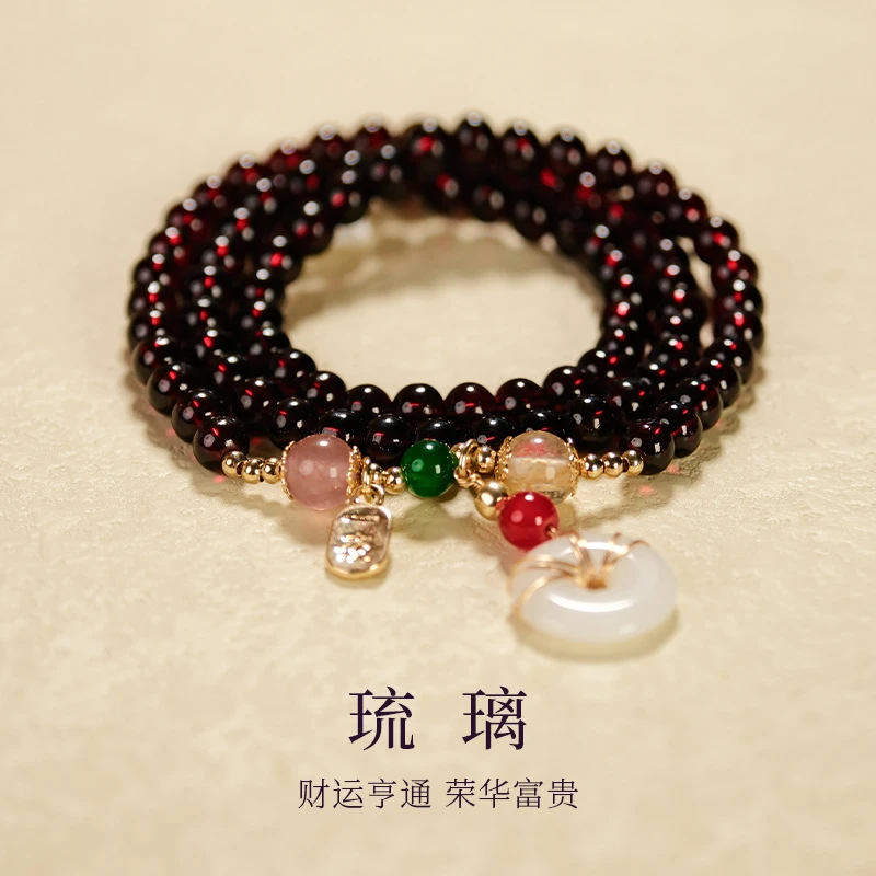 非金属玻璃手链 夏季新品复古女平安扣吊坠手链多样性发-03