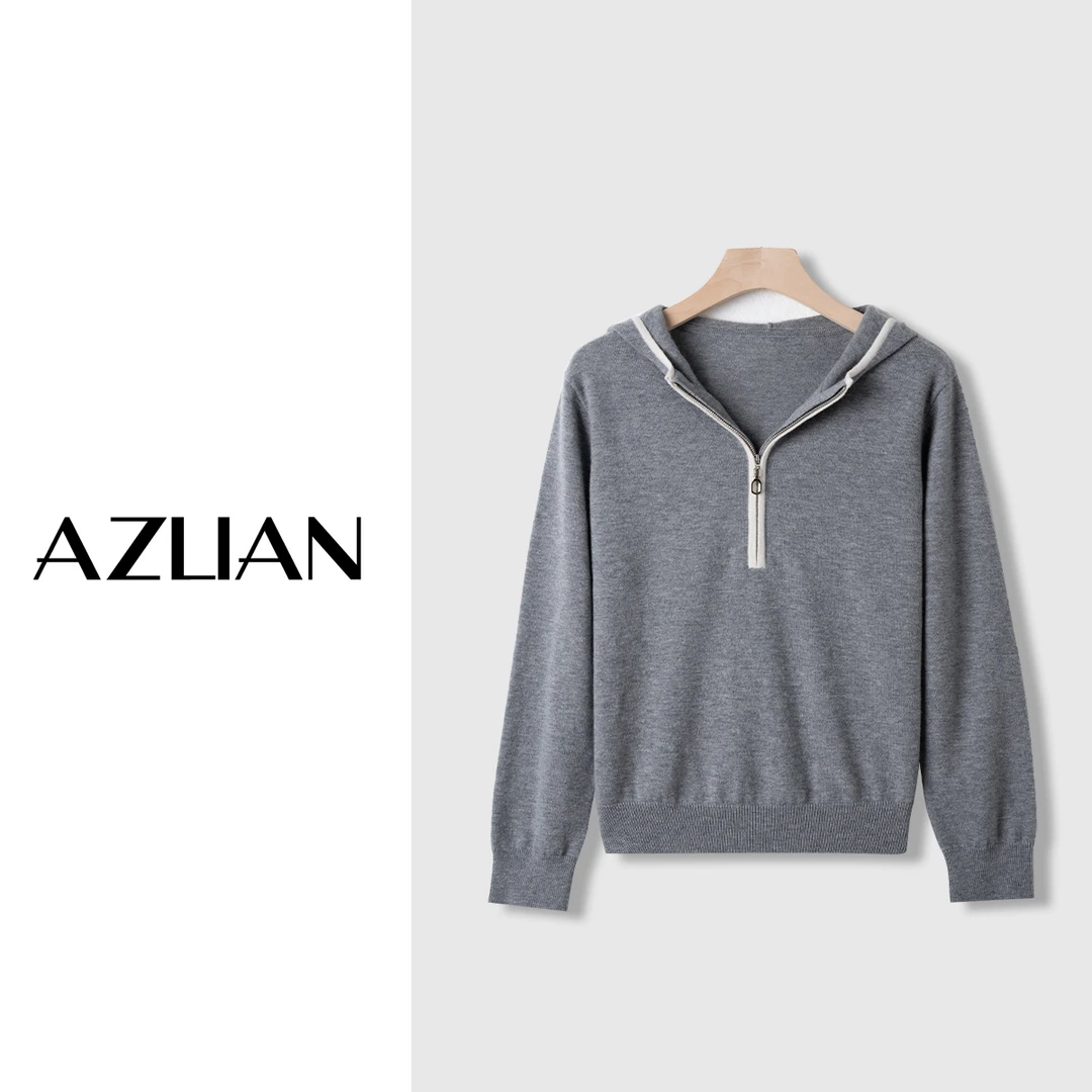 【爽爽定制】秋季新款撞色连帽羊毛衫女长袖减龄百搭上衣 PX-1824