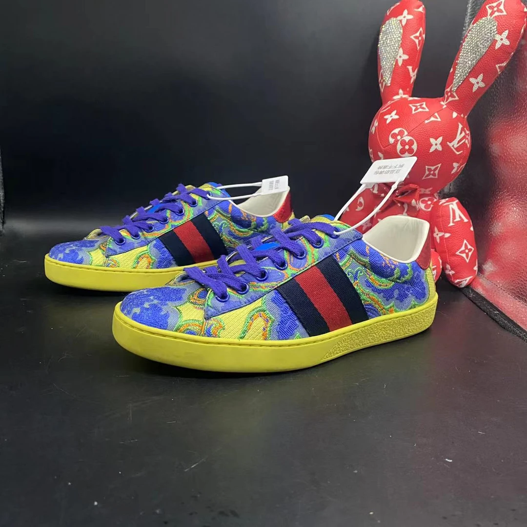 【聚星折扣】古驰/Gucci99新男休闲时尚百搭蓝黄拼接板鞋39.5欧码ao