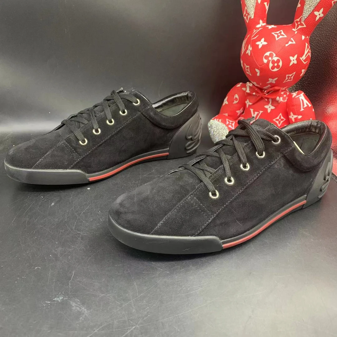 【聚星福利】GUCCI/古驰95新男士休闲皮质黑色板鞋41.5欧码ddm1358