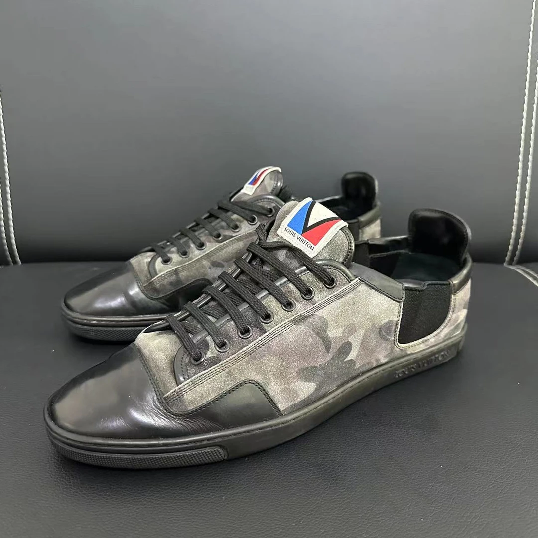 【聚星福利】LouisVuitton/路易威登男士黑色迷彩贝壳头板鞋41欧码