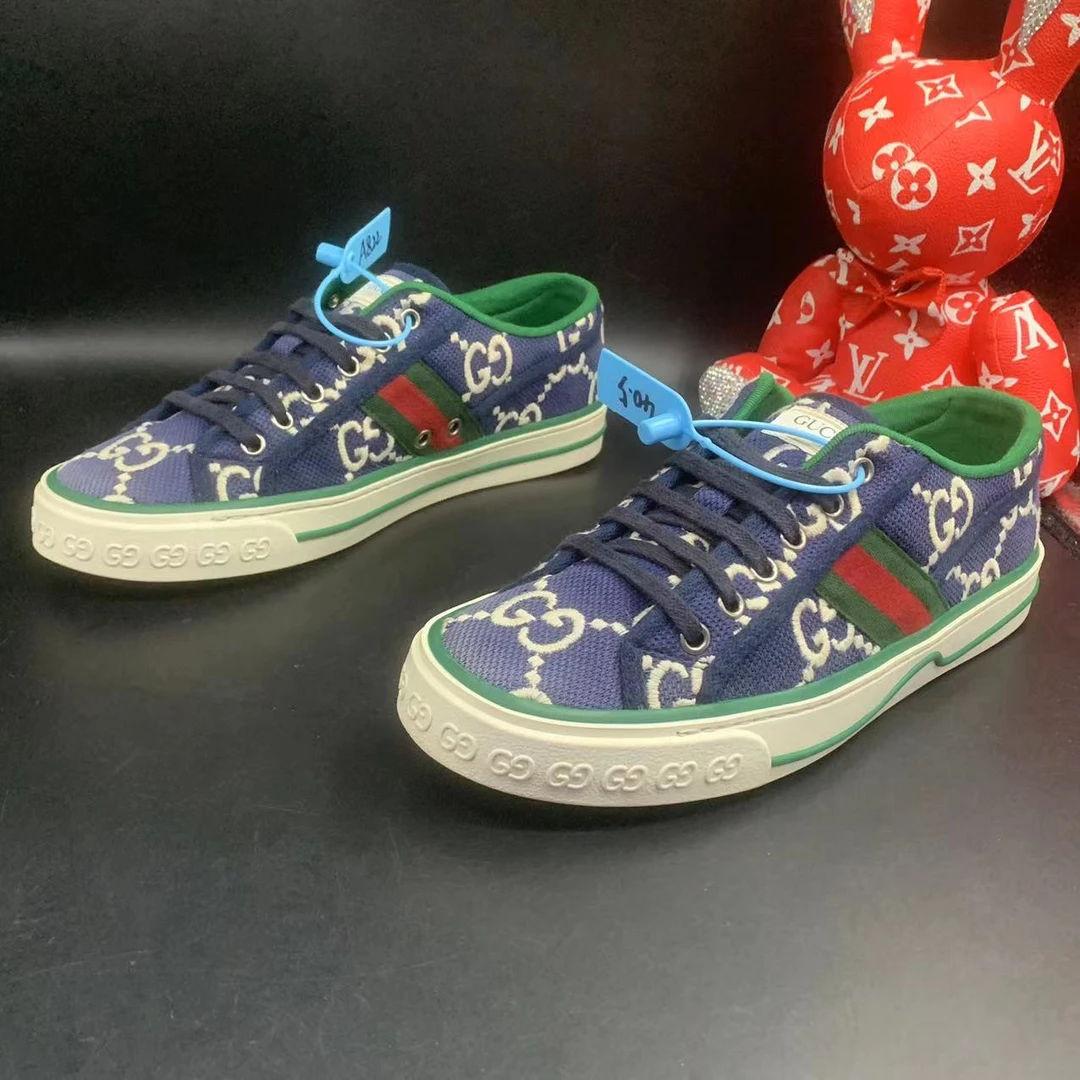 【聚星福利】GUCCI/古驰95新男士休闲舒适深蓝色1977板鞋40.5欧码