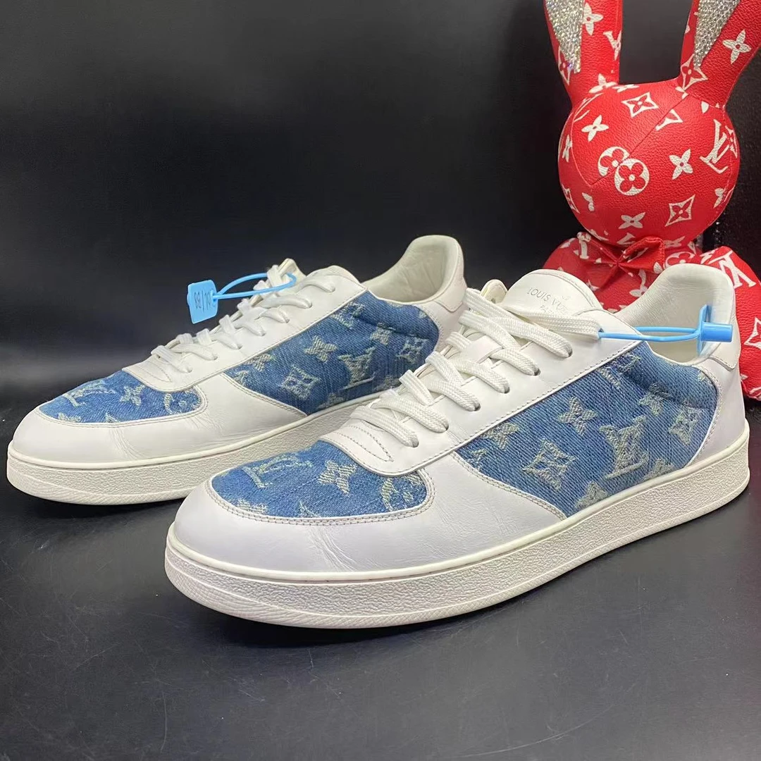【聚星折扣】LouisVuitton/路易威登白蓝牛仔拼接板鞋42欧码olas121