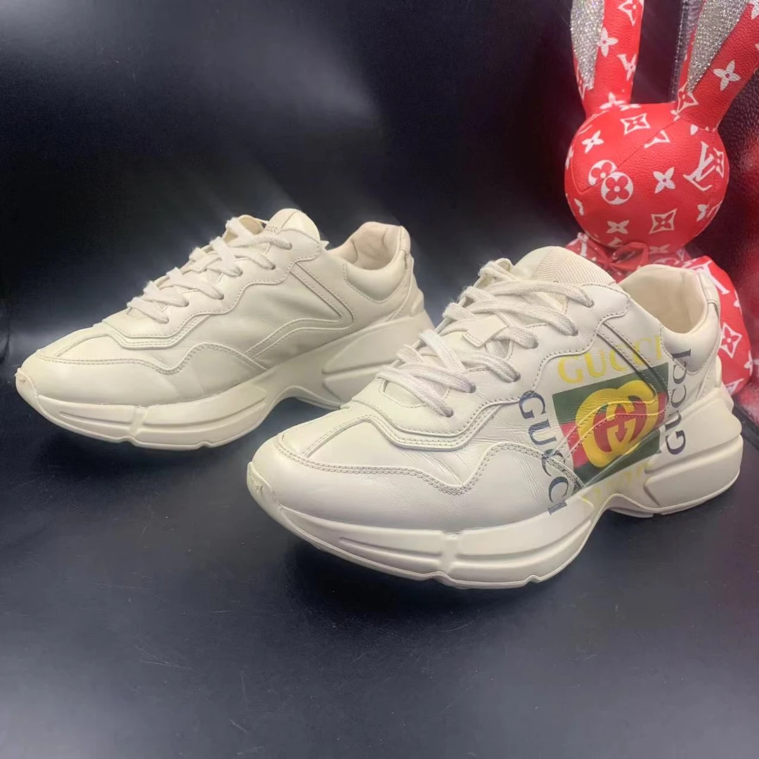【聚星折扣】GUCCI/古驰95新男休闲舒适百搭方块logo老爹鞋39欧码
