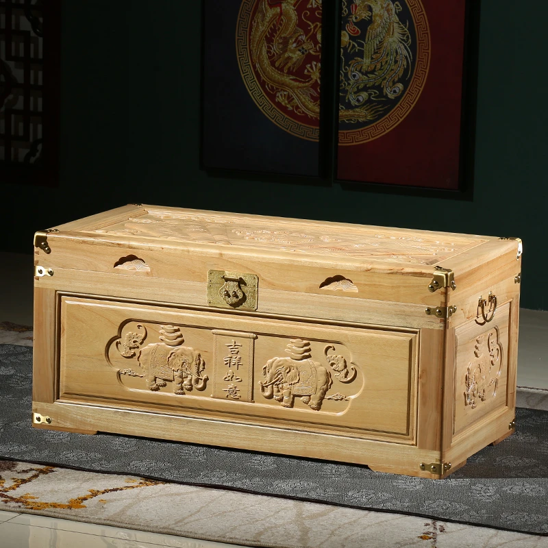 香樟木箱子全樟木储物箱实木嫁妆箱字画收藏箱仿古箱子老樟木箱