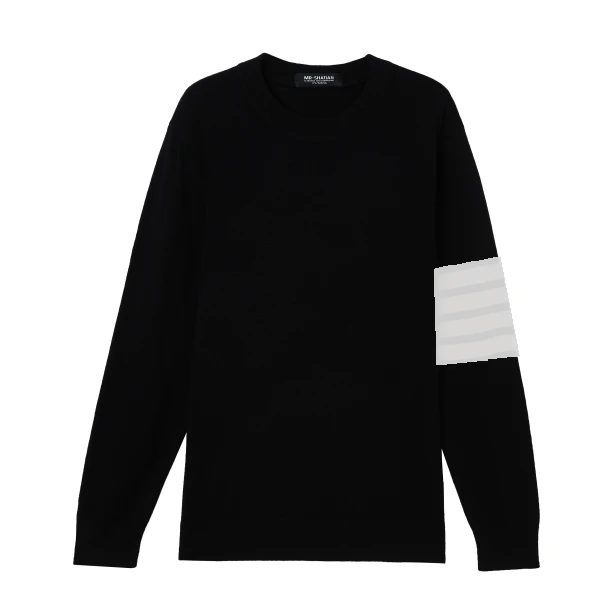 半高领100绵羊毛男士毛衣长袖针织衫黑色圆领秋冬时尚宽松保暖男