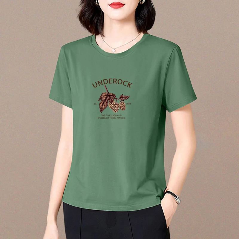 冰丝短袖t恤女士宽松韩版大码夏季女装2024新款中年妈妈减龄上衣
