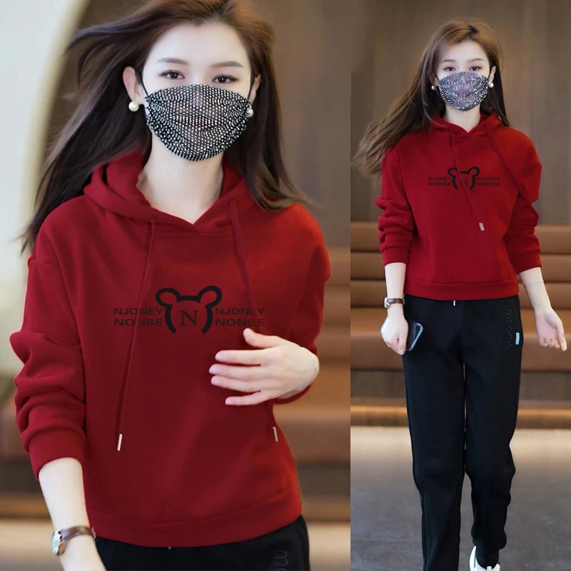 2024年新款休闲长袖卫衣女秋冬季中年洋气妈妈装宽松加绒加厚上衣