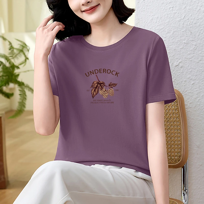 宽松短袖t恤女夏季时尚体恤百搭冰丝韩版中年减龄休闲上衣打底衫