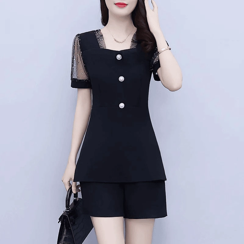 套装夏季显瘦气质洋气时尚夏装2025减龄短袖休闲短裤两件套装女