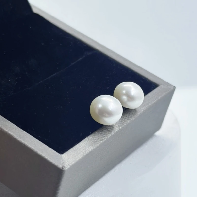 925银耳饰 小馒头耳钉气质白色简单百搭简约强光经典精致轻奢小巧