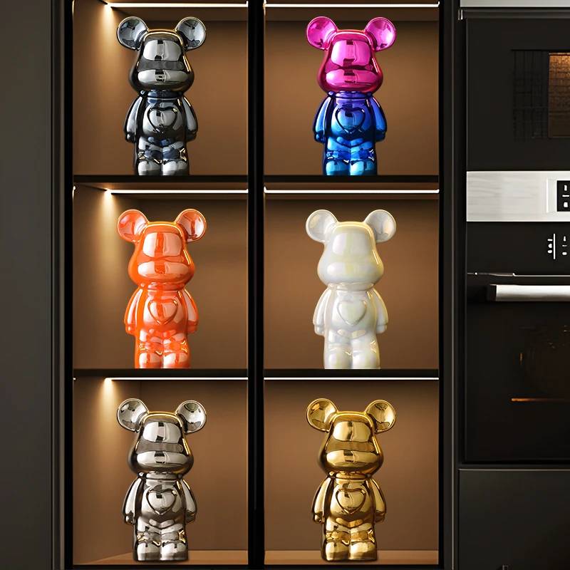 暴力熊高颜值陶瓷摆件高档轻奢客厅玄关电视柜酒柜轻奢家居装饰品