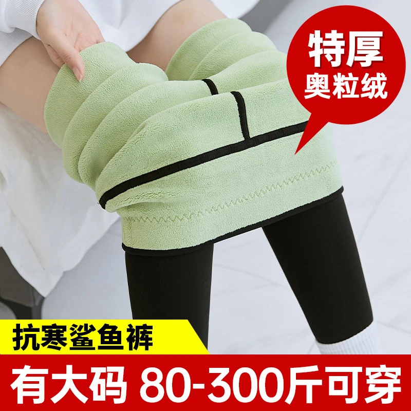 加肥加大码女裤加绒200斤胖mm冬季加厚打底裤300斤胖妹妹鲨鱼裤