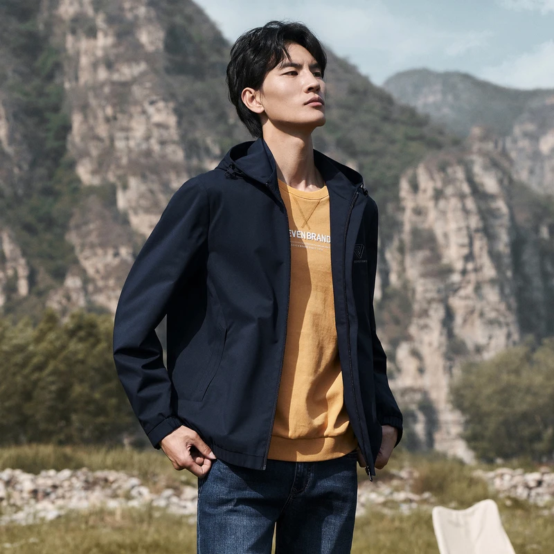 【三防可拆卸帽】柒牌户外冲锋衣男女2024秋季防风夹克衫休闲男外套