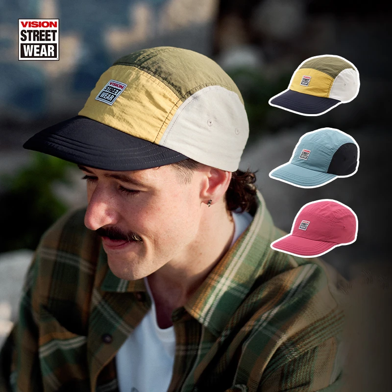 VISION美式街头复古男女同款五片帽跑步透气速干可调节休闲帽子