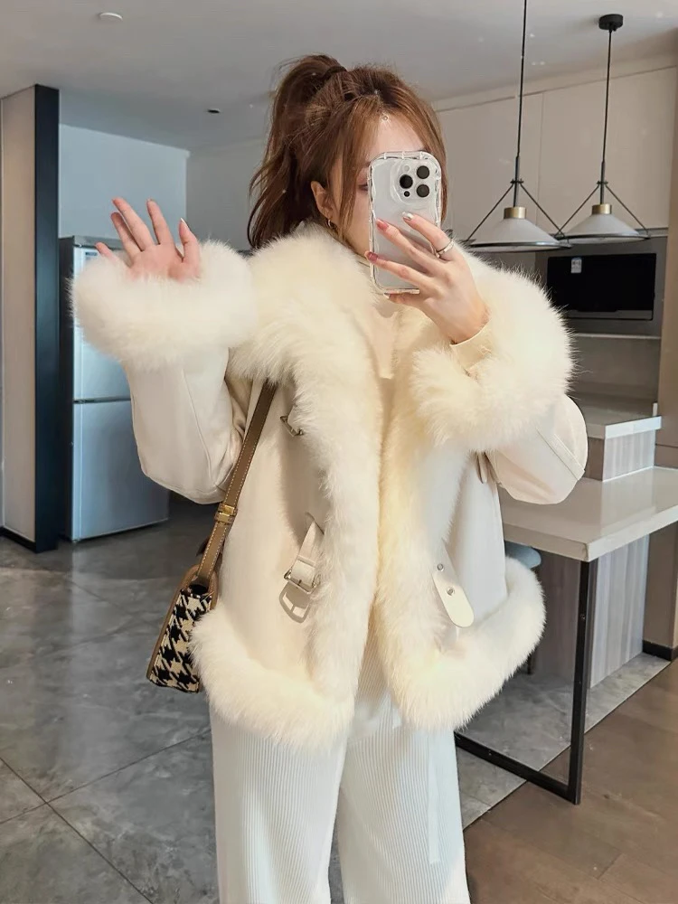 2024麂皮绒狐狸毛领派克服