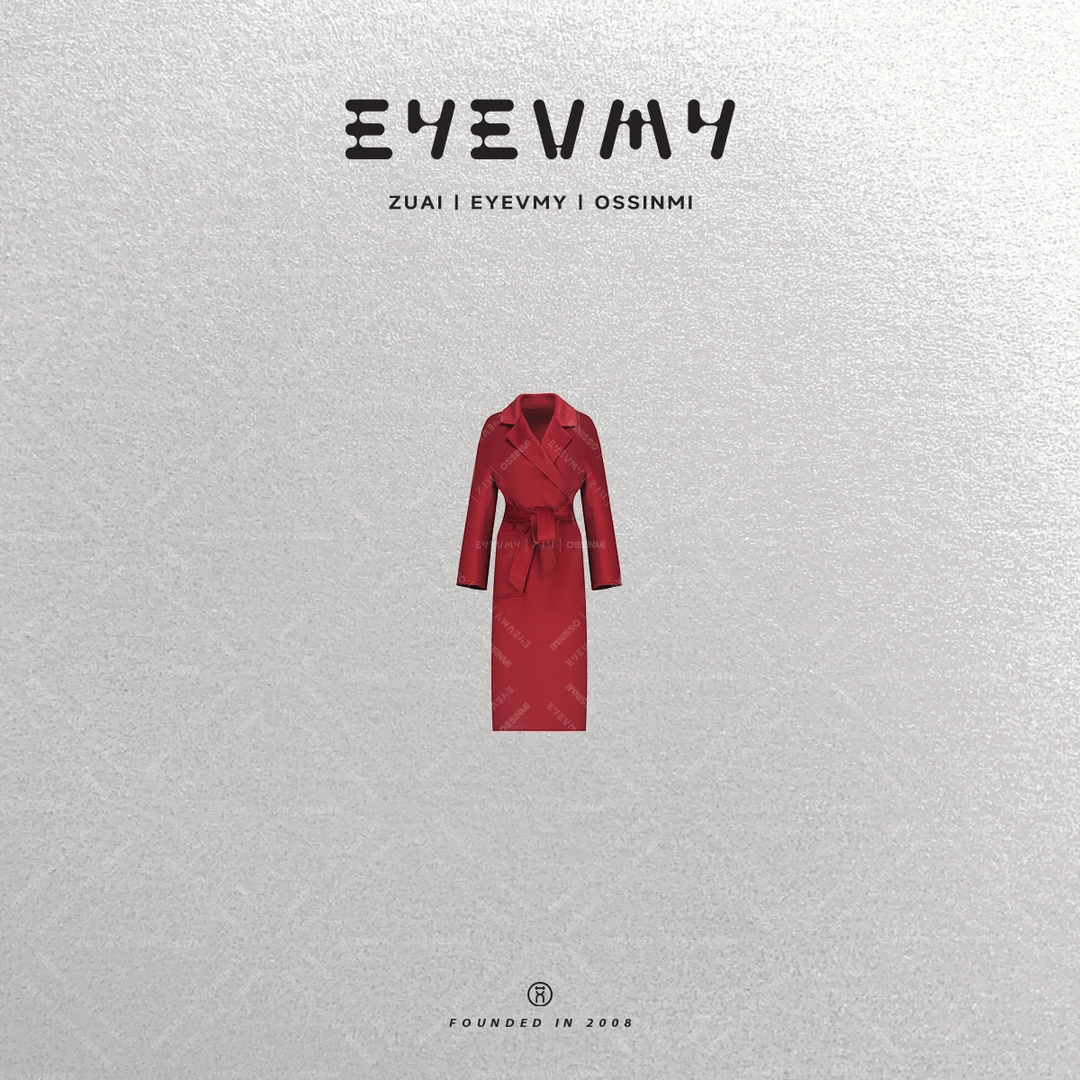 【红韵水波纹大衣】羊毛双面呢宽松浴袍款大衣外套WT43LLH023