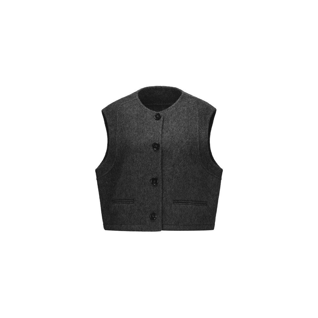 【久等的毛呢马甲】坎肩95羊毛5骆驼绒双面呢外套WT44LWK001