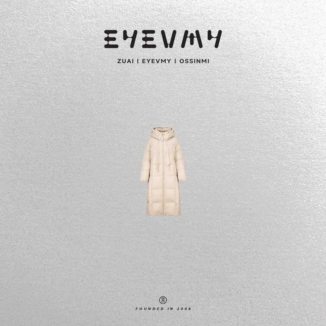 【云朵羽绒服】云朵棉蓬松纱90白鸭超长款连帽外套WT44OWK026