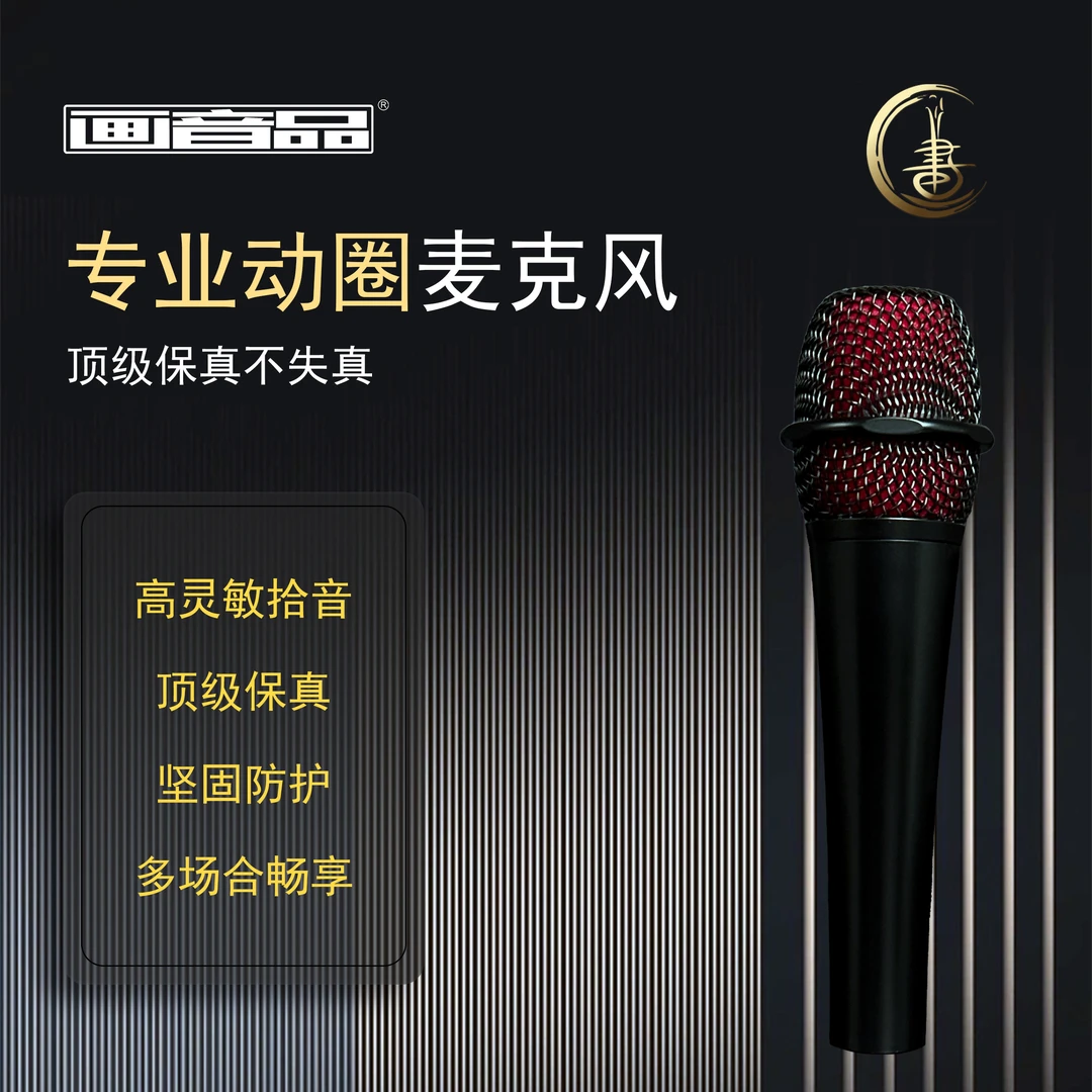 画音品黑娃儿话筒动圈有线话筒麦克风K歌直播话筒