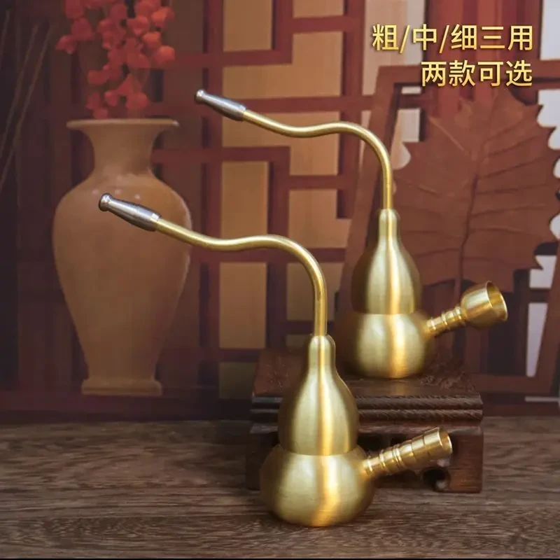 黄铜过滤水斗壶高档水壶真铜男士水过滤器真黄铜葫芦水过滤摆件