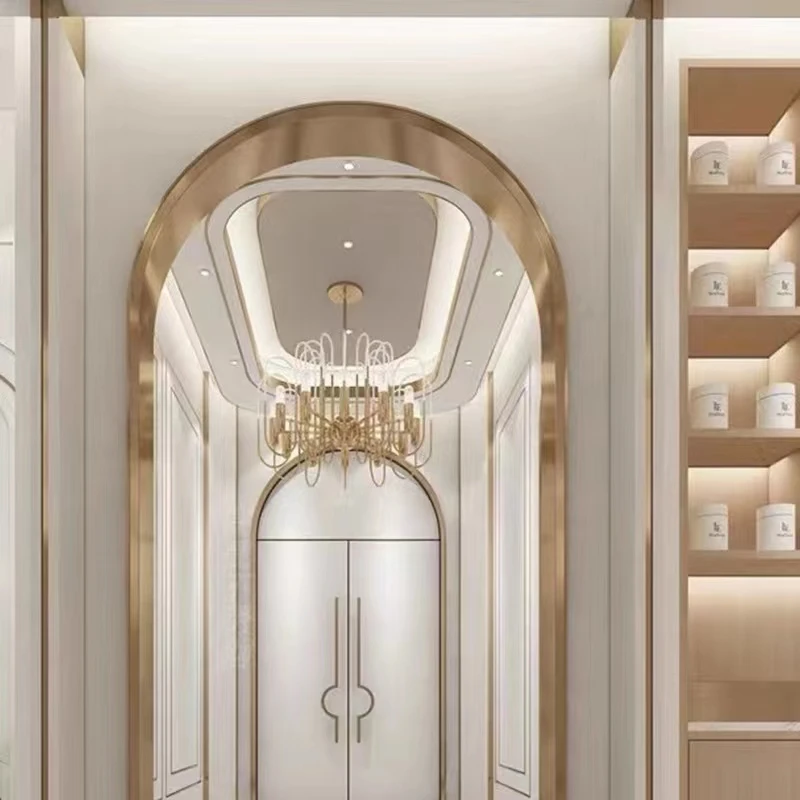 一体分段圆弧形门套不锈钢线条共分三种制作方式：