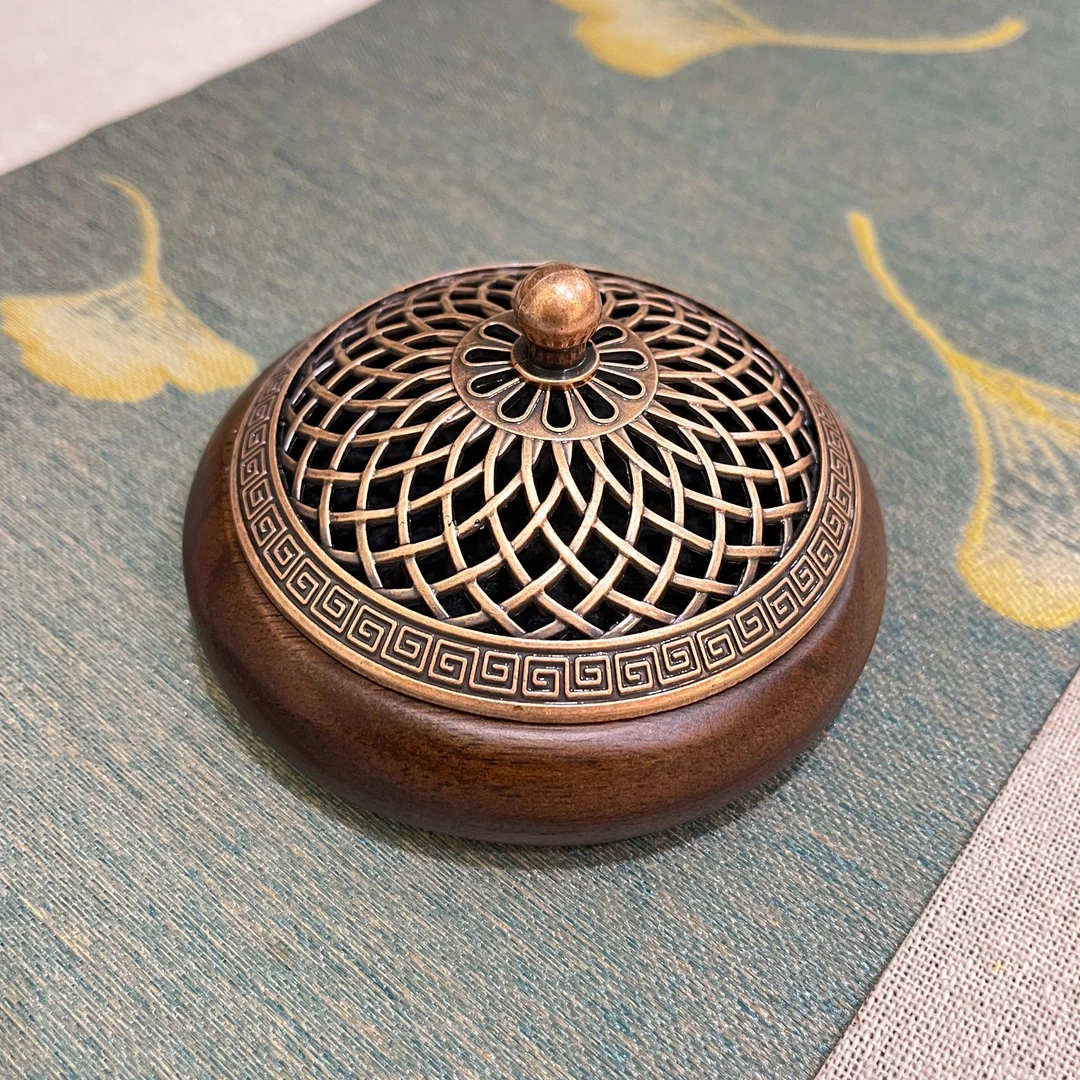 北美胡桃木禅意茶道香炉实木家用古风室内檀香沉香熏中式创意摆件