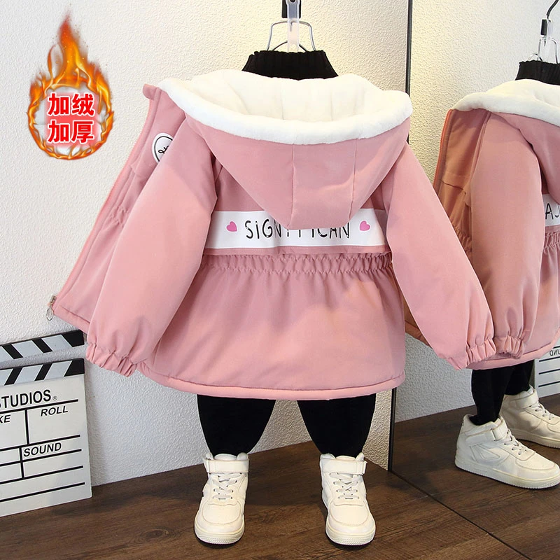 女童7加绒加厚外套秋冬款6男童冬装派克服棉袄大童8冬季棉服2385