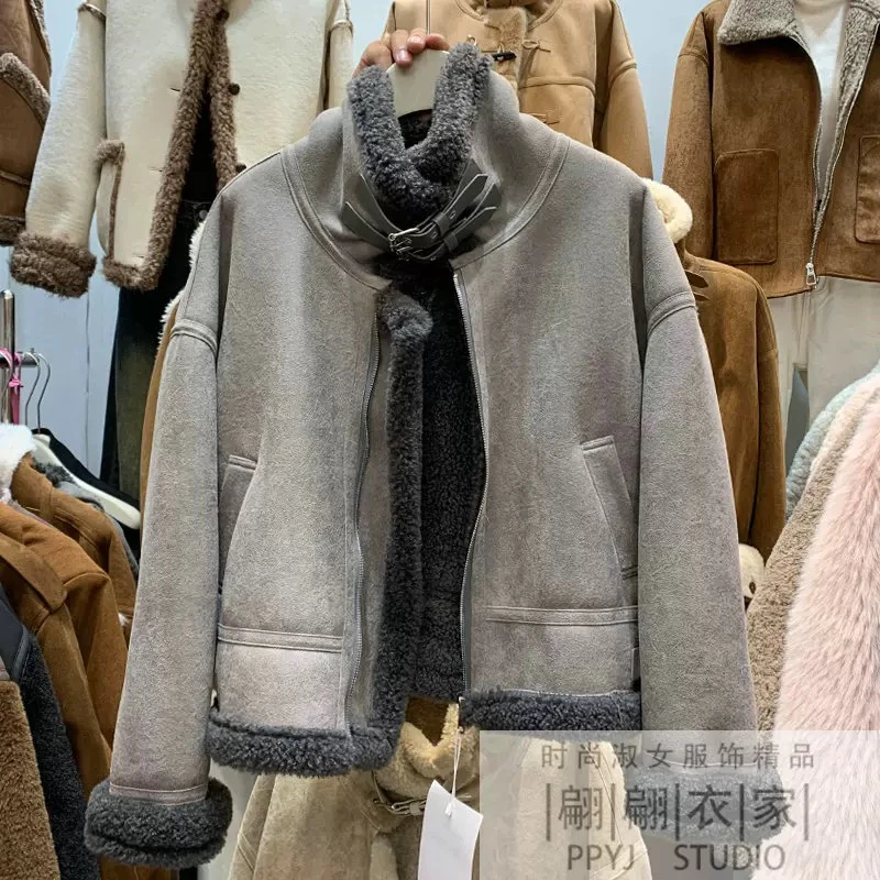 7078新款宽松时尚休闲毛毛外套