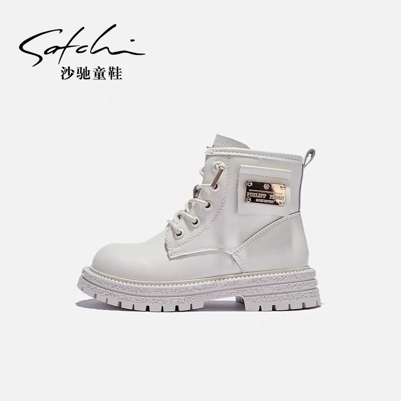 22076沙驰童鞋女童靴子马丁靴2023年秋季新款单靴