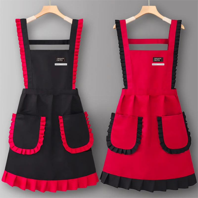 耐磨围裙厨房家用2025新款纯棉做饭可爱公主风工小熊家用防水厨房