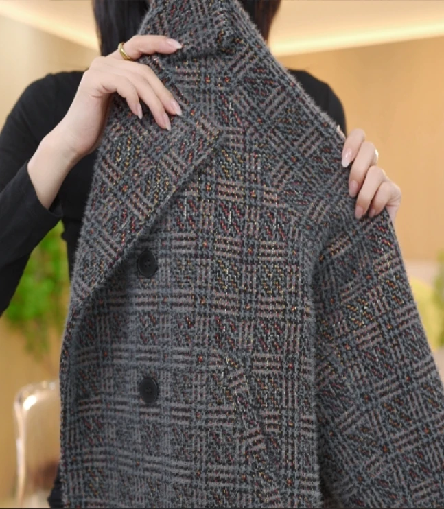 烟霞2024秋季新款格纹短款显瘦时尚韩版短外套女h135-欢欢