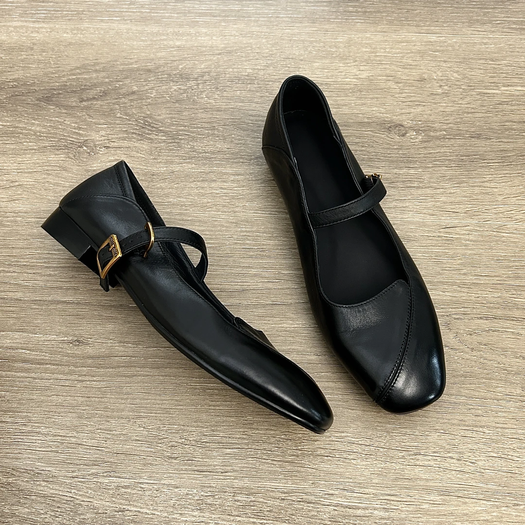 Dannyfrey复古法式玛丽珍鞋女鞋圆头浅口平底百搭单鞋