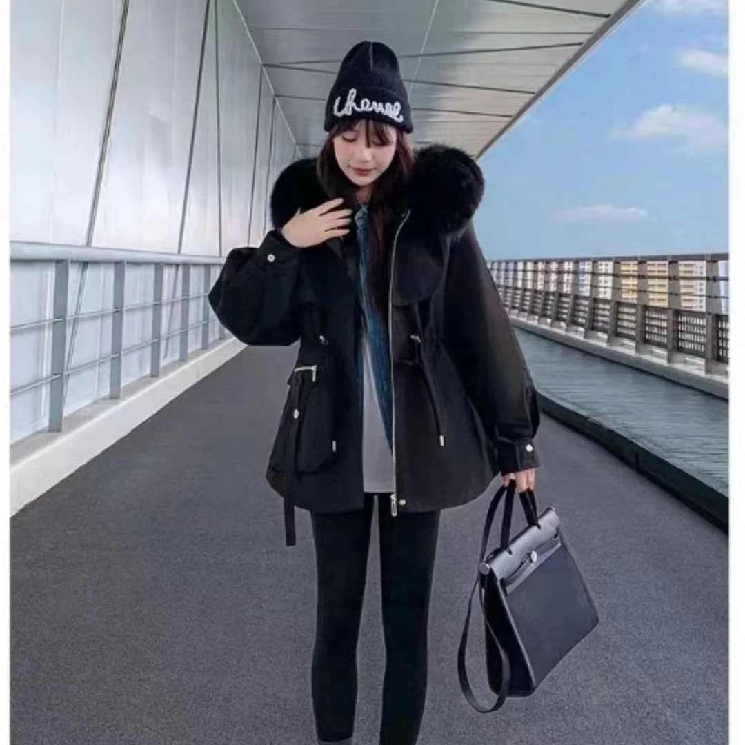 【杨杨专属】万人迷新款兔毛内胆冬季中长款毛领连帽派克服大毛领