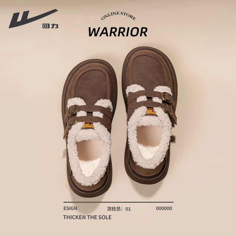 回力雪地靴女款2025冬季新款厚底面包鞋子加绒勃肯鞋加厚保暖棉鞋