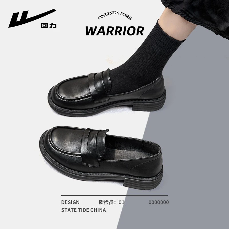 回力小皮鞋女款英伦风2025新款爆款女鞋厚底百搭单鞋一脚蹬乐福鞋