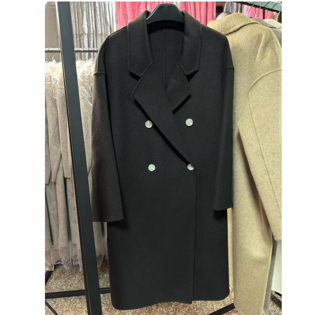 老钱风2025款意大利801经典宽松双面羊绒大衣女长款加厚毛呢外套