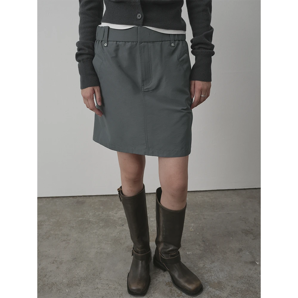 RandomPiece23 肌理感棉质 轻户外后背裙摆倒v设计中腰半身裙