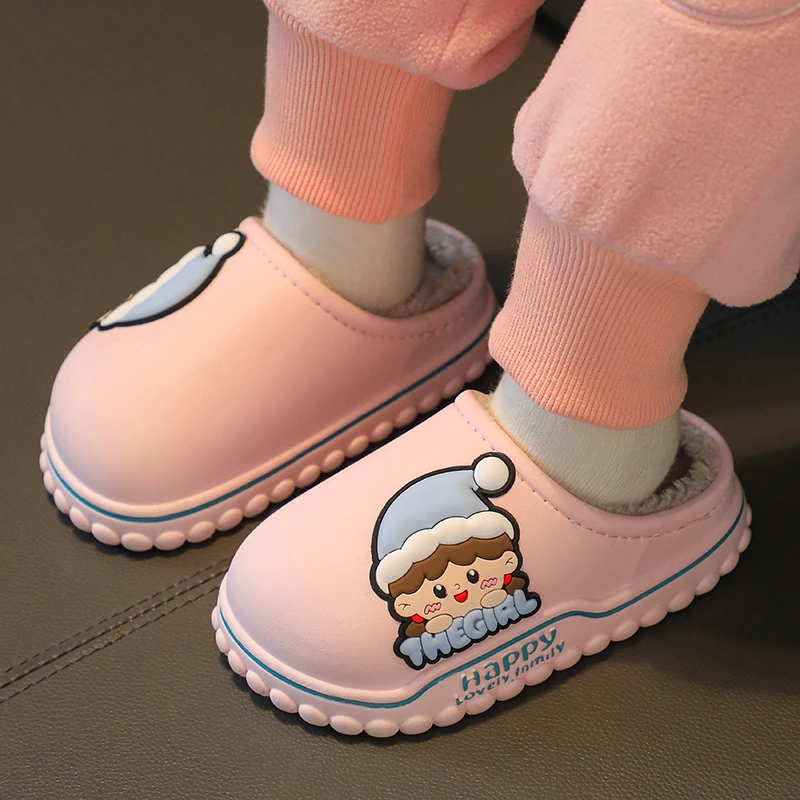 冬季2024儿童拖鞋女童男童防滑软底可爱卡通防水宝宝棉拖鞋