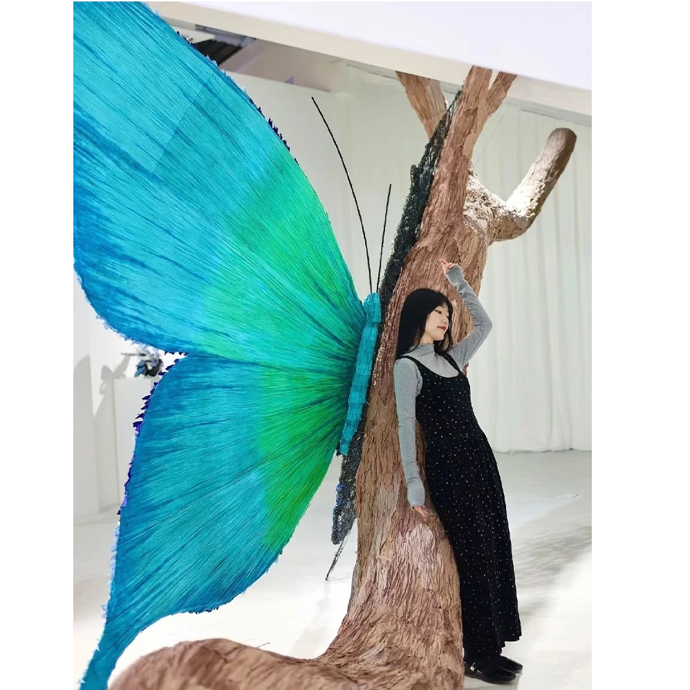 大型仿真蝴蝶酒店商场中庭超市吊饰走廊中空美陈装饰户外园林布置