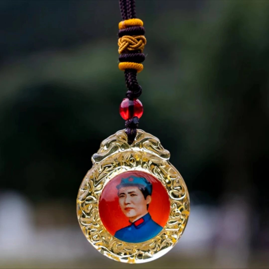 非金属玻璃吊坠 毛主席吊坠时尚复古双面挂坠项坠素款坠链女款